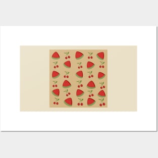 Watermelon and cherry patten Posters and Art